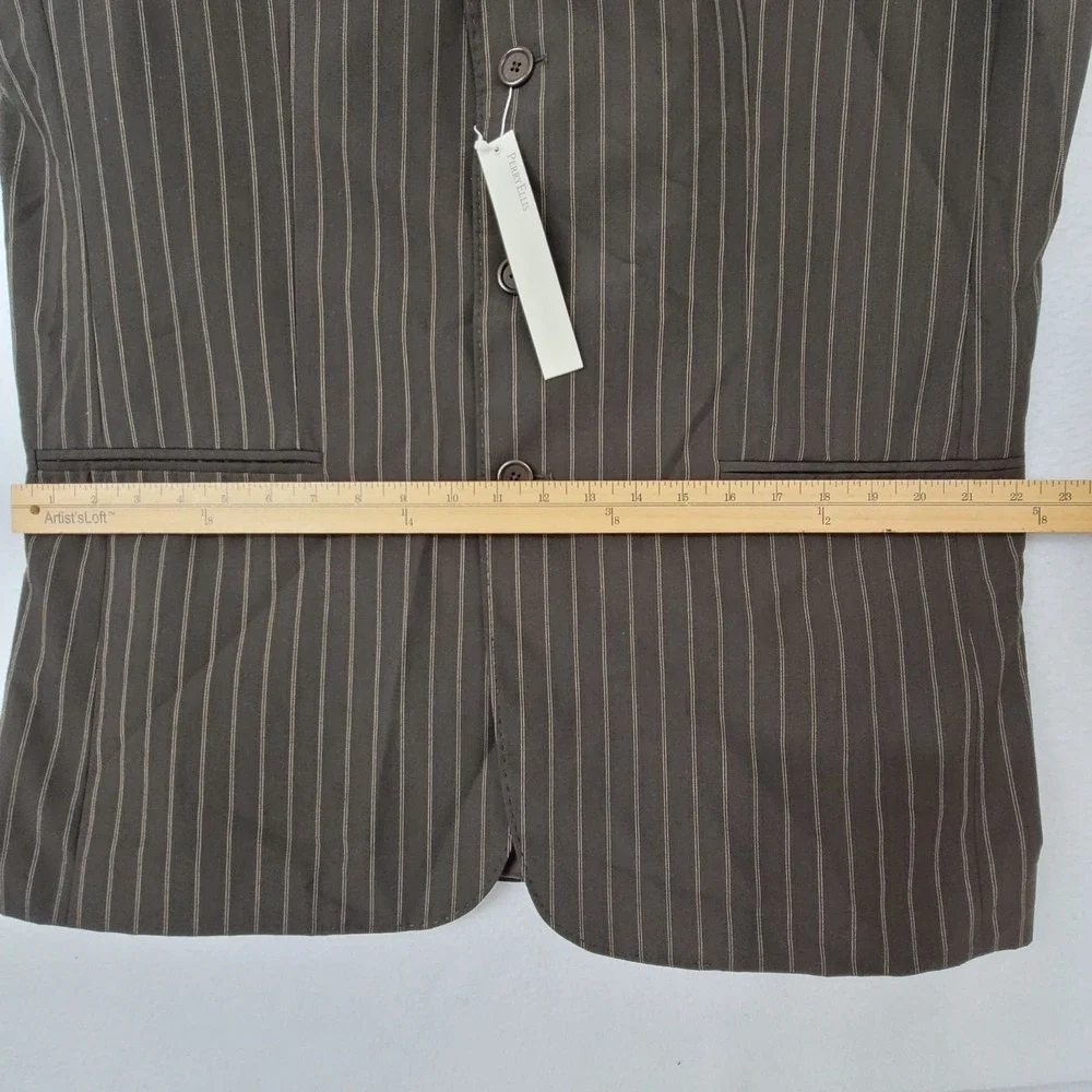 NWT Perry Ellis Brown Pinstripe Single-Breasted Suit Jacket Blazer XL 44 Regular